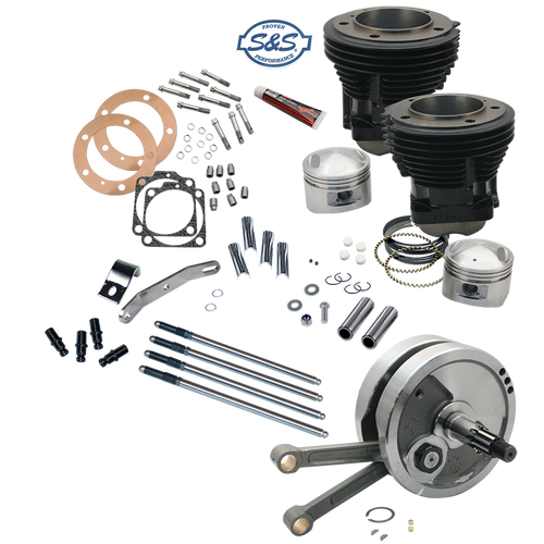 S&S Cycle 70-84 BT 93in Sidewinder High Compression Big Bore Stroker Kit - Gloss Black