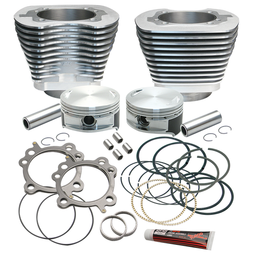 S&S Cycle 99-16 BT Replacement 3-7/8in Bore Cylinder & Piston Kit For S&S 106in Stroker Kit - Silver