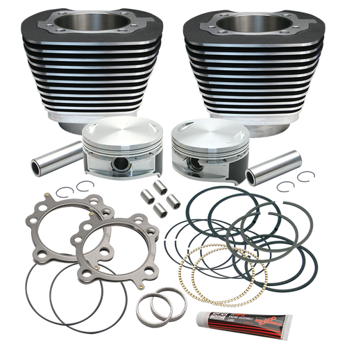 S&S Cycle 99-16 BT Replacement 3-7/8in Bore Cylinder & Piston Kit For S&S 106in Stroker Kit - Wblack