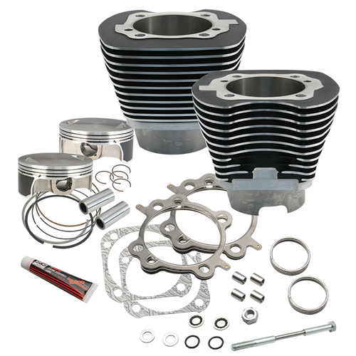 S&S Cycle 07-17 BT 117in Big Bore Cylinder Kit - Black Wrinkle