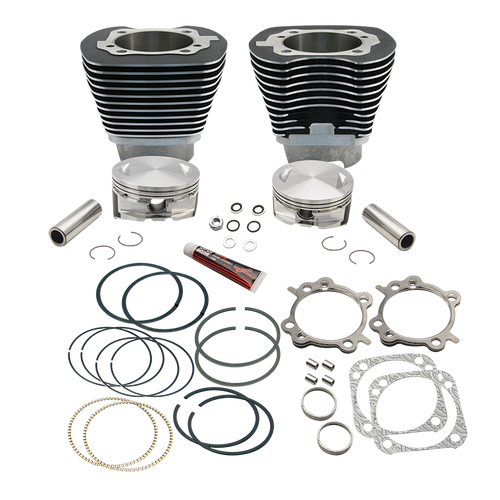 S&S Cycle 99-06 w/ 89cc/91cc Heads 4 1/8in Bore Cyl & Piston Kit For 124in Hot Set Up Kit - Wblack