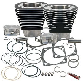S&S Cycle 84-99 BT 4 1/8in Bore Cylinder & Pistons Kit For S&S V124 Engine - Wrinkle Black