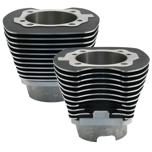 S&S Cycle 2007+ BT 4-1/8in Bore Cylinder Set For 117in & 117in Dish Hot Set Up Kits - Wrinkle Black