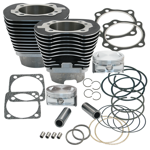 S&S Cycle 99-06 BT 4 1/8in Bore Cylinder & Piston Kit Early Production T111 Engines - Wrinkle Black