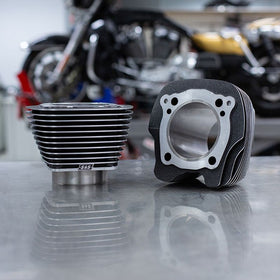 S&S Cycle 2017+ M8 Models 4.250in Bore 4.840in Big Bore Cylinder Set - Black Granite w/ Highlight