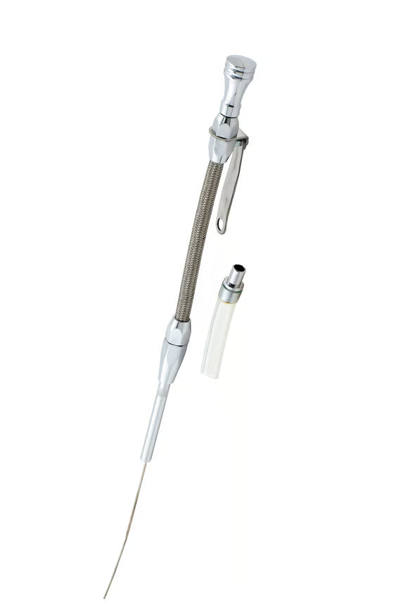 Mr. Gasket Engine Oil Dipstick & Tube - Braided Stainless Steel Fits 1980-1985 Chevrolet 305-350 Small Block