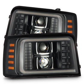 AlphaRex 92-96 Ford F-Series/Bronco LUXX-Series Proj Headlights Blk w/Actv Light SeqSig & SBDRL