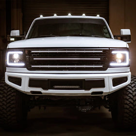 AlphaRex 92-96 Ford F-Series/Bronco LUXX-Series Proj Headlights Blk w/Actv Light SeqSig & SBDRL - 0