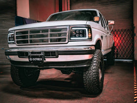 AlphaRex 92-96 Ford F-Series/Bronco NOVA-Series LED Proj Headlight Alpha-Bk w/Actv Light SS & SBDRL - 0