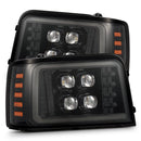 AlphaRex 92-96 Ford F-Series/Bronco NOVA-Series LED Proj Headlight Alpha-Bk w/Actv Light SS & SBDRL-1