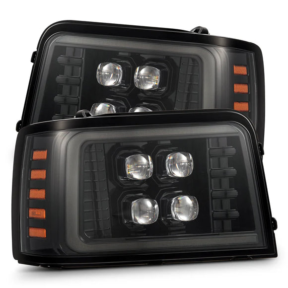 AlphaRex 92-96 Ford F-Series/Bronco NOVA-Series LED Proj Headlight Alpha-Bk w/Actv Light SS & SBDRL
