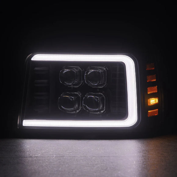 AlphaRex 92-96 Ford F-Series/Bronco NOVA-Series LED Proj Headlight Bk w/Actv Light SeqSig & SBDRL