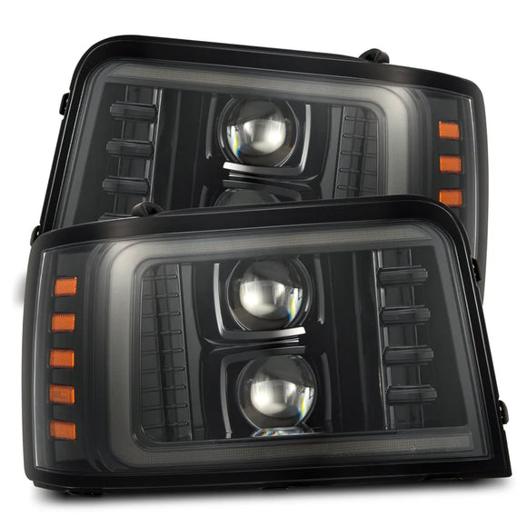 AlphaRex 92-96 Ford F-Series/Bronco PRO-Series Proj Headlights Alpha-Blk w/Seq. Sig & DRL