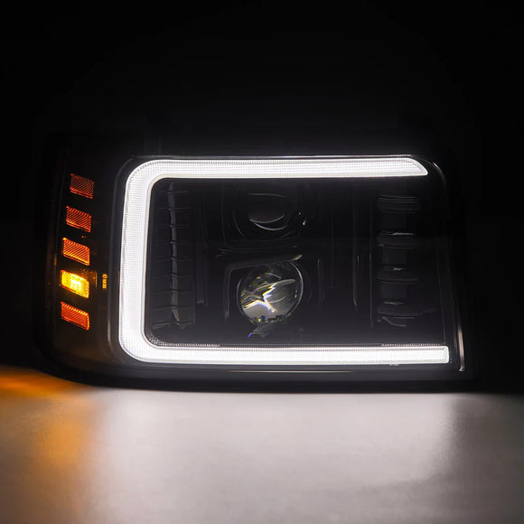 AlphaRex 92-96 Ford F-Series/Bronco PRO-Series Proj Headlights Alpha-Blk w/Seq. Sig & DRL