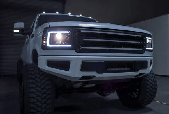 AlphaRex 92-96 Ford F-Series/Bronco PRO-Series Proj Headlight Blk w/Seq. Sig & DRL