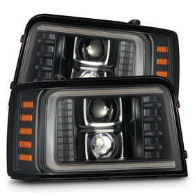AlphaRex 92-96 Ford F-Series/Bronco PRO-Series Proj Headlight Blk w/Seq. Sig & DRL