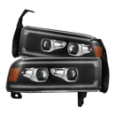 AlphaRex 94-01 RAM 1500 LUXX LED Proj Headlights Blk w/Activ Light/Seq Signal/SB DRL-1
