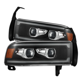 AlphaRex 94-01 RAM 1500 LUXX LED Proj Headlights Blk w/Activ Light/Seq Signal/SB DRL