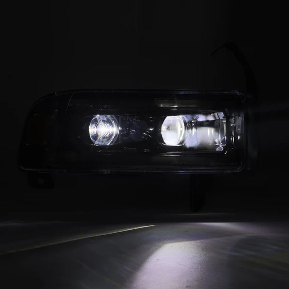 AlphaRex 94-01 RAM 1500 LUXX LED Proj Headlights Blk w/Activ Light/Seq Signal/SB DRL