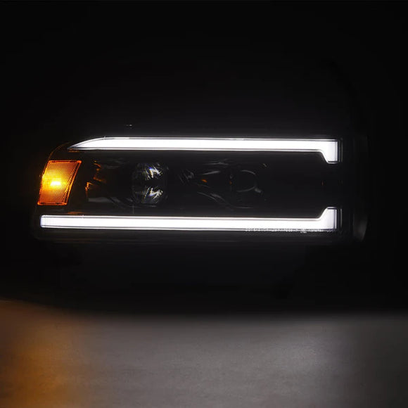 AlphaRex 94-01 RAM 1500 LUXX LED Proj Headlights Blk w/Activ Light/Seq Signal/SB DRL