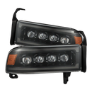 AlphaRex 94-01 RAM 1500 NOVA LED Proj Headlights Alpha-Blk w/Activ Light/Seq Signal/SB DRL-1
