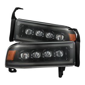 AlphaRex 94-01 RAM 1500 NOVA LED Proj Headlights Alpha-Blk w/Activ Light/Seq Signal/SB DRL