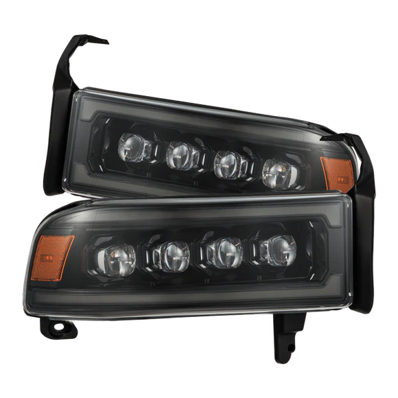 AlphaRex 94-01 RAM 1500 NOVA LED Proj Headlights Alpha-Blk w/Activ Light/Seq Signal/SB DRL