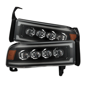 AlphaRex 94-01 RAM 1500 NOVA LED Proj Headlights Blk w/Activ Light/Seq Signal/SB DRL