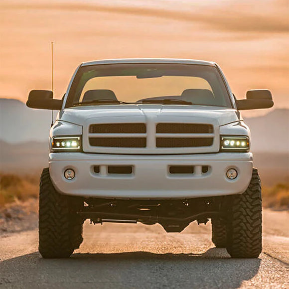 AlphaRex 94-01 RAM 1500 NOVA LED Proj Headlights Alpha-Blk w/Activ Light/Seq Signal/SB DRL
