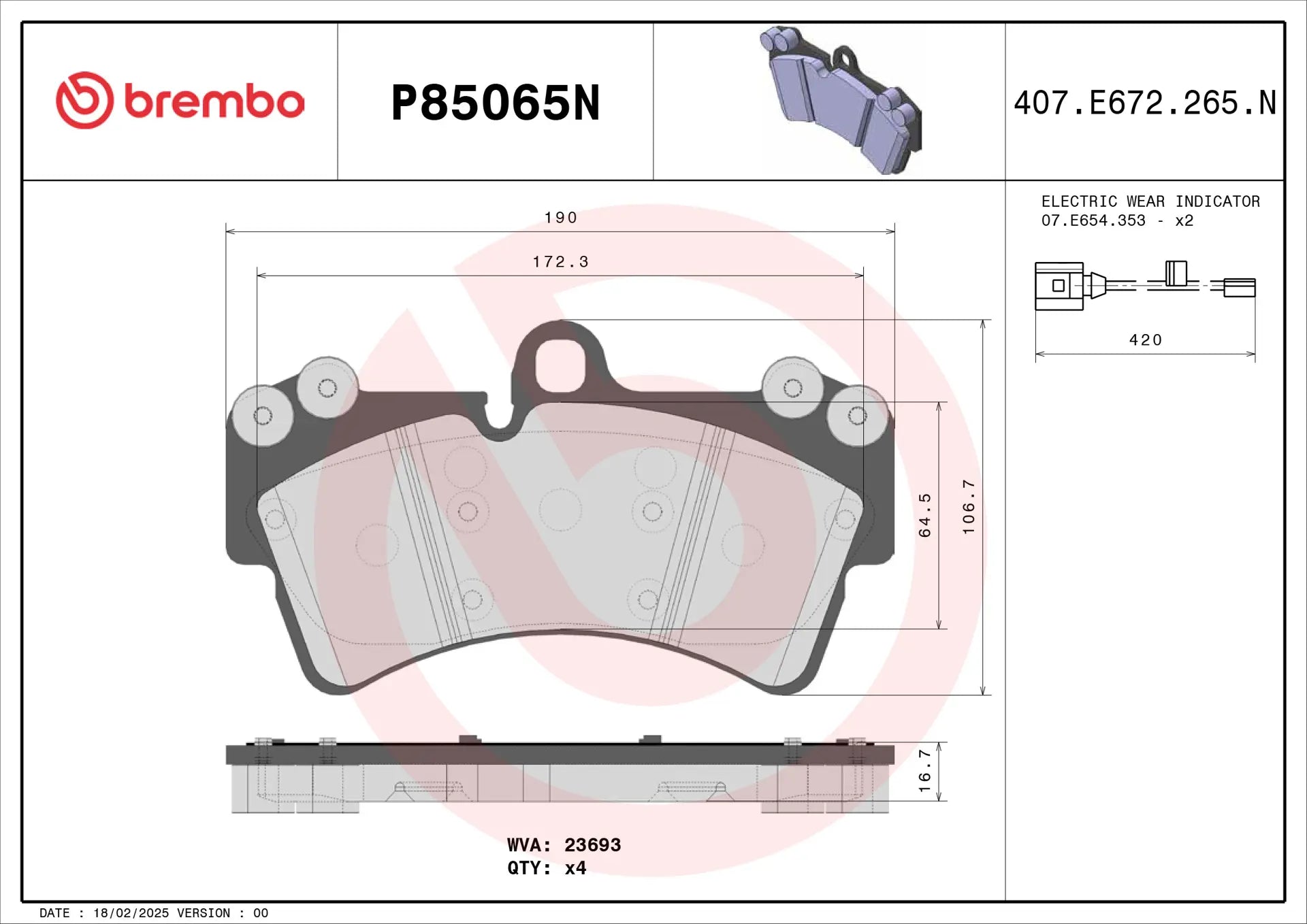 Brembo 07-15 Q7/03-06 Porsche Cayenne/04-10 VW Touareg Front Premium NAO Ceramic OE Equivalent Pad 95535193911 - 0