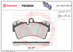 Brembo 07-15 Q7/03-06 Porsche Cayenne/04-10 VW Touareg Front Premium NAO Ceramic OE Equivalent Pad 95535193911 - 0