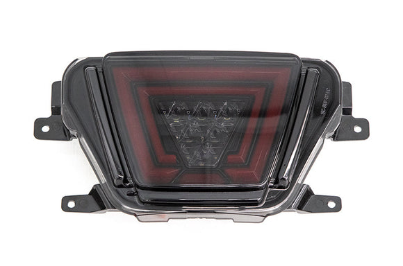 OLM V1 F1 Style Rear Brake Fog Reverse Light (Smoke Lens Gloss Black Base Red Bar) - 2020 Sup