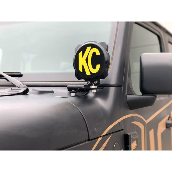 KC HiLiTES Jeep JL/JT A-Pillar/Cowl Mount Kit w/6in. Gravity LED Pro6 Spot Beam Lights