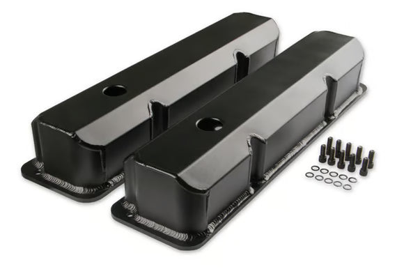 Mr. Gasket Fabricated Aluminum Valve Covers - Black Finish Fits 1958-1976 Ford 332-428 FE