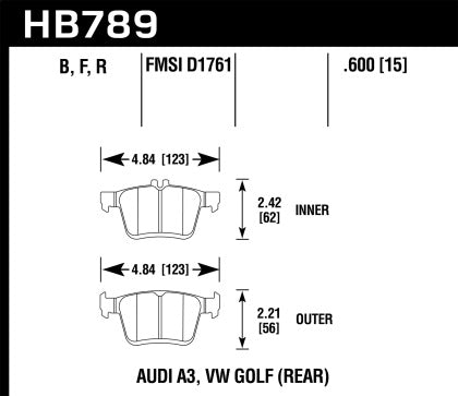 Hawk 15-20 Audi A3/S3 Performance Ceramic Street Rear Brake Pads - 0