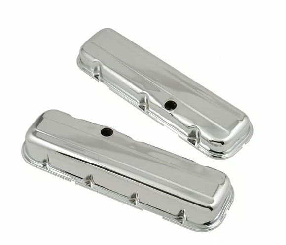 Mr. Gasket Chrome Short-Style Valve Covers with Baffles Fits 1965-2000 396-454 Chevrolet Big Block Engines