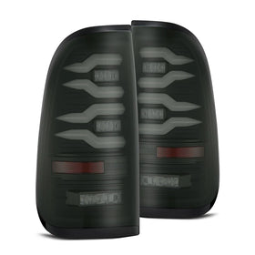 AlphaRex 97-03 Ford F150 / 99-16 Ford F250/F350/F450/F550 LUXX-Series LED Tail Lights - Black