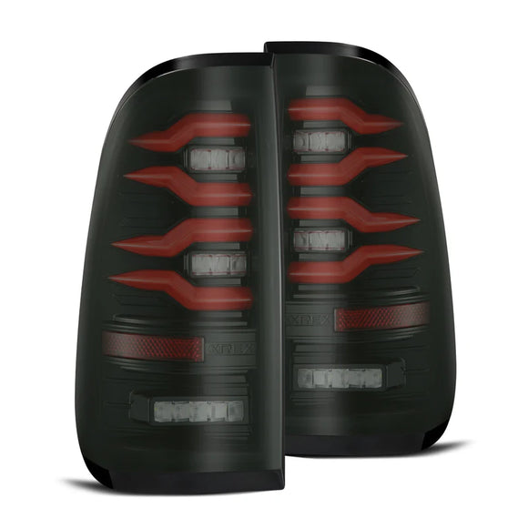 AlphaRex 97-03 Ford F150 / 99-16 Ford F250/F350/F450/F550 LUXX-Series LED Tail Lights - Black/Red