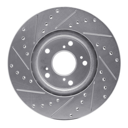 R1 06-15 Honda Civic Si Front Right Drilled & Slotted Silver Brake Rotor