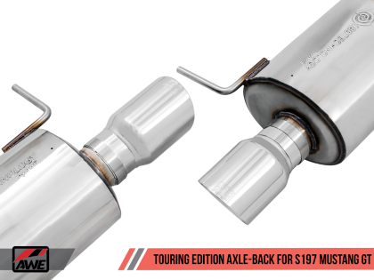 AWE Touring Edition Axle-back Exhaust for the S197 Ford Mustang GT - Chrome Silver Tips