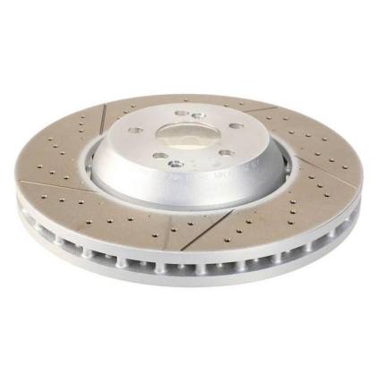 SHW PERFORMANCE DRILLED/SLOTTED PIN-DRIVE FRONT ROTOR: 2018–2021 SUBARU WRX STI