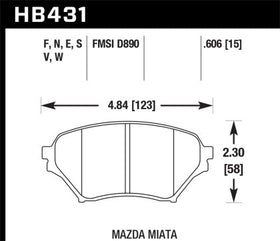 Hawk 01-05 Miata w/ Sport Suspension HP+ Street Front Brake Pads D890 - 0