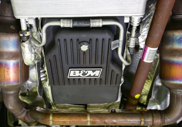 B&M CAST TRANS PAN. 17-20 FORD 10R80. BLACK