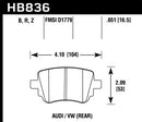Hawk 15-17 Volkswagen Golf / 15-16 Volkswagen Golf GTI HPS 5.0 Rear Brake Pads-2