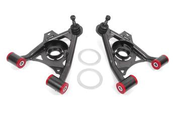 BMR 79-93 Mustang Fox Lower Control A-Arm Front w/ Spring Pocket/Tall Ball Joint - Black Hammertone