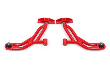 BMR 10-14 Ford Mustang Non-Adj. Lower A-Arms Delrin/Rod End w/ 19mm Tall Ball Joint - Red