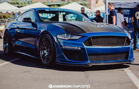 Anderson Composites 18-23 Ford Mustang Type-ST Fiberglass Front Bumper w/ CF Grille/Lip (NO CANCEL) - 0