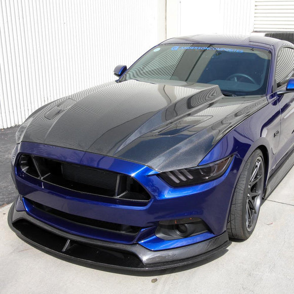 Anderson Composites 15-17 Ford Mustang (Excl. GT350/GT350R) Double Sided Carbon Fiber Cowl Hood