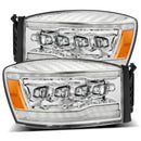 AlphaRex 06-08 Dodge Ram 1500HD NOVA LED Proj Headlights Plank Style Blk w/Seq Signal/DRL/Amber LED-1