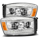 AlphaRex 06-08 Dodge Ram 1500HD LUXX LED Projector Headlights Plank Style Chrome w/Seq Signal/DRL-1